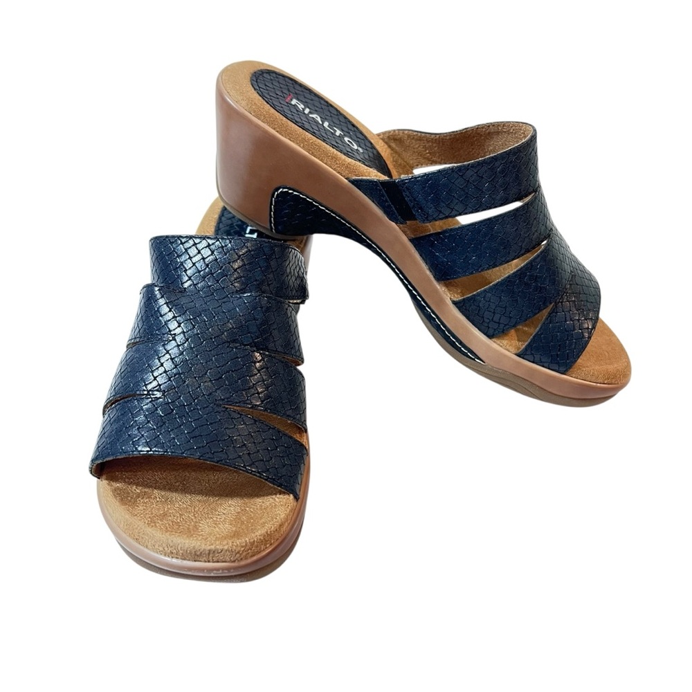 Rialto Valero Wedge Sandals Womens Size 9.5 Heel Height 2” New Black
